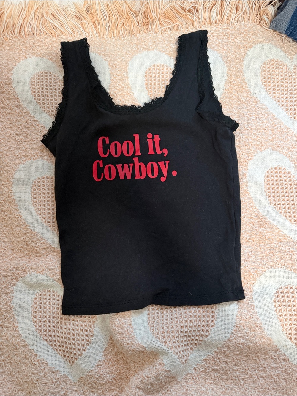 Black Graphic Tank Top - "Cool it, Cowboy."